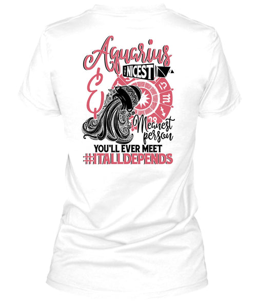 Aquarius Nicest Meanest Person T Shirt, I Love Aquarius T Shirt
