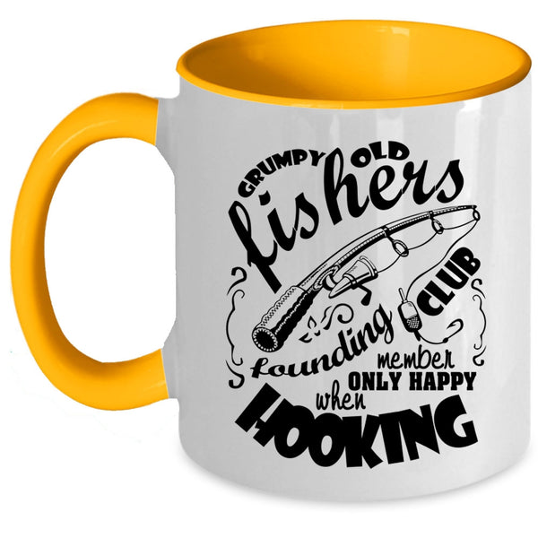 Funny Fishing Coffee Mug, Grumpy Old Fishers Founding Club Accent Mug