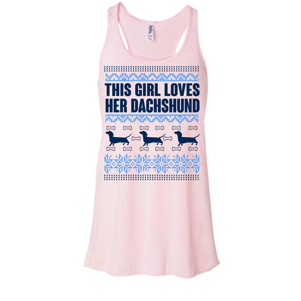 This Girl Loves Her Dachshund T Shirt, Coolest Merry Christmas Tank Top