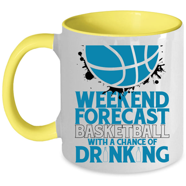 With A Chance Of Drinking Coffee Mug, Weekend Forecast Basketball Accent Mug