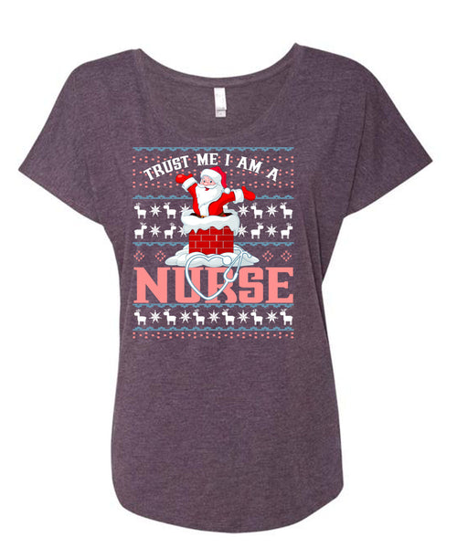 Trust Me I Am A Nurse T Shirt, This Girl Loves Christmas T Shirt, Cool Shirt (Ladies' Triblend Dolman Sleeve)