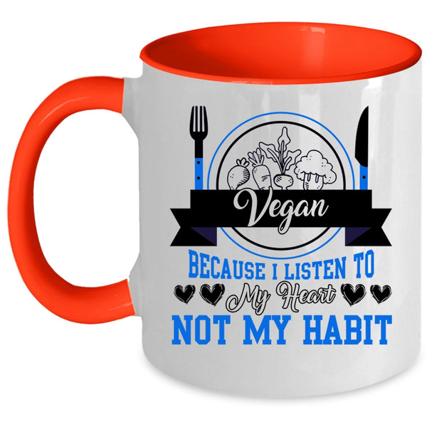 I Listen To My Heart Coffee Mug, Vegan Accent Mug