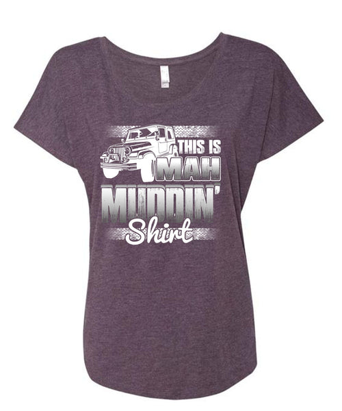 This Is Man Mudding T Shirt, Being A Jeep Driver T Shirt, Cool Shirt (Ladies' Triblend Dolman Sleeve)