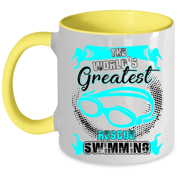 Funny Swimming Coffee Mug, The World's Greatest Rescue Swimming Accent Mug