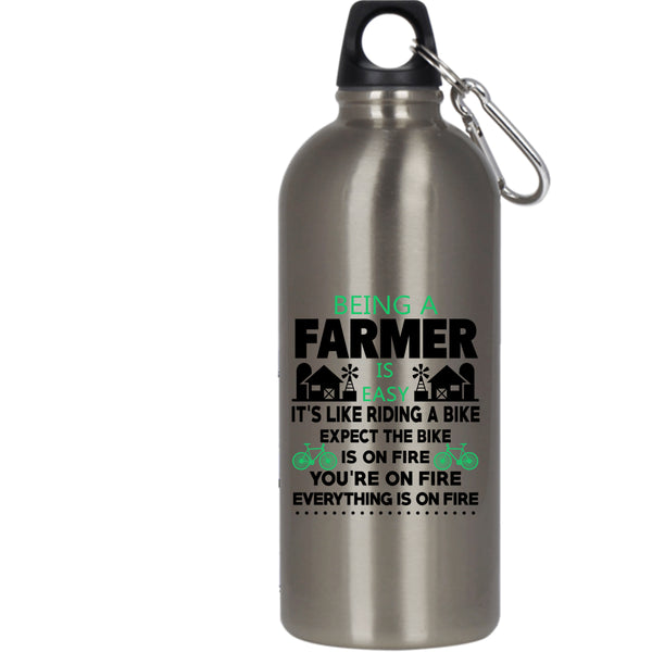 Being A Farmer Is Easy 20 oz Stainless Steel Bottle,Cool Farmer Outdoor Sports Water Bottle