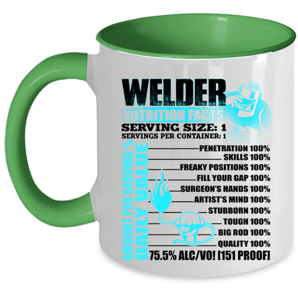 Cool Gift For Welders Coffee Mug, Welder Nutrition Facts Accent Mug