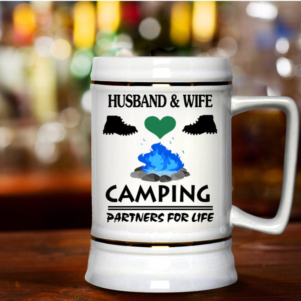 Camping Partners For Life Beer Stein 22oz, Husband And Wife Beer Mug