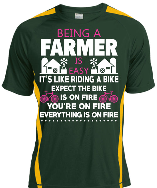 Being A Farmer Is Easy T Shirt, It's Like Riding A Bike T Shirt, Cool Shirt