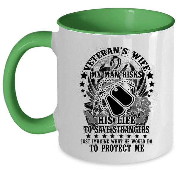 My Man Protect Me Coffee Mug, Veteran's Wife Accent Mug