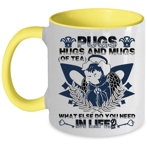 Cute Pug Lovers Coffee Mug, Pugs Hugs And Mugs Of Tea Accent Mug