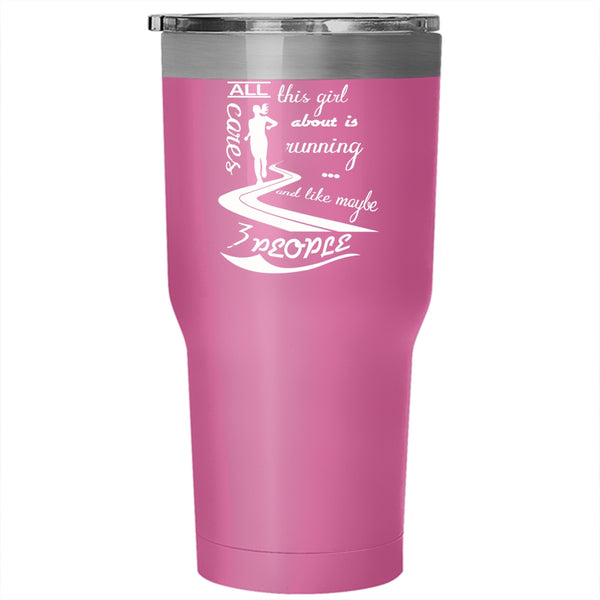 All This Girl Cares About Is Running Tumbler 30 oz Stainless Steel, Funny Running Travel Mug