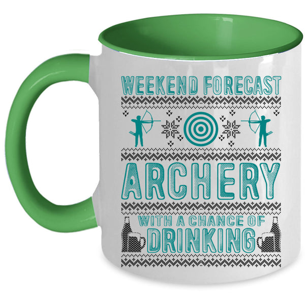 Chance Of Drinking Coffee Mug, Weekend Forecast Archery Accent Mug