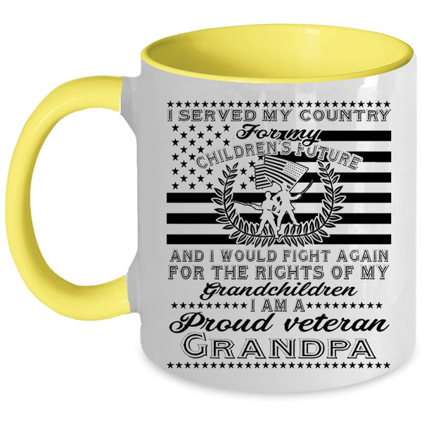 My Grandchildren Coffee Mug, I Am A Proud Veteran Grandpa Accent Mug
