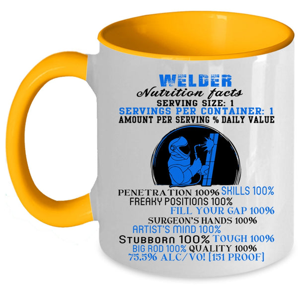 Funny Welding Coffee Mug, Welder Mutrition Facts Accent Mug