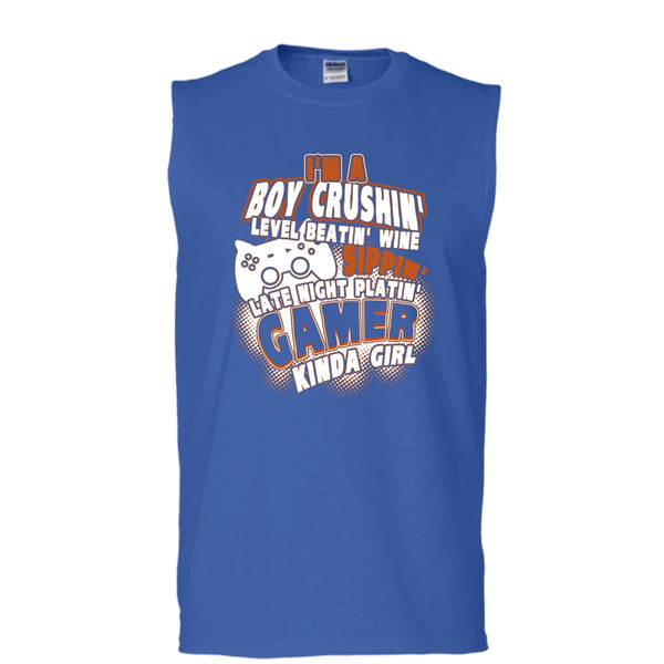 I'm A Boy Crushin' T Shirt, Gamer Kinda Girl Tank Top (Men's Cotton Sleeveless)