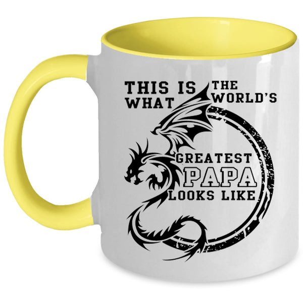 Cool Papa Coffee Mug, What The World's Greatest Papa Looks Like Accent Mug