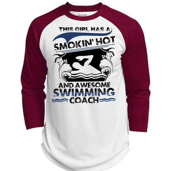 Awesome Swimming Coach T Shirt, I Love Swimming T Shirt, Awesome T-Shirts  (Polyester Game Baseball Jersey)