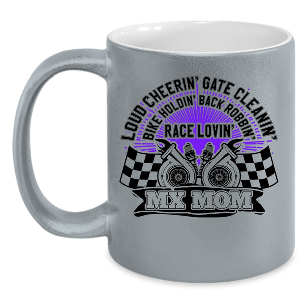 MX Mom Coffee Mug, Bike Holding Race Loving Accent Mug
