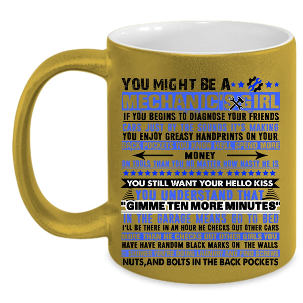 Cool Couple Coffee Mug, You Might Be A Mechanic's Girl Accent Mug