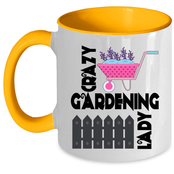 Funny Gift For My Wife Coffee Mug, Crazy Gardening Lady Accent Mug