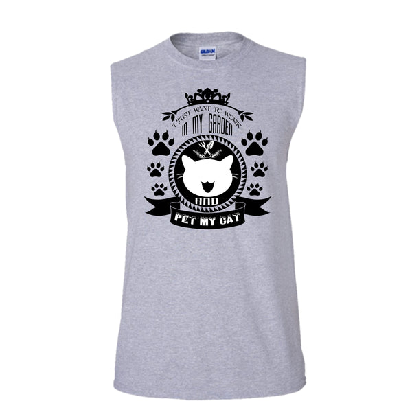 I Just Want To Work In My Garden Shirt, My Cat Shirt (Men's Cotton Sleeveless)