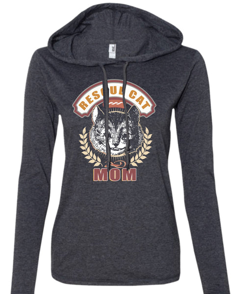 Rescue Cat Mom T Shirt, I Love My Cat T Shirt (Anvil Ladies Ringspun Hooded)