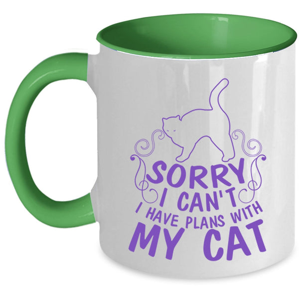 Cute Gift For Cat Lovers Coffee Mug, I Have Plans With My Cat Accent Mug