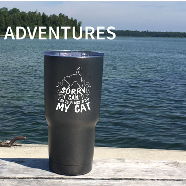 I Have Plans With My Cat Tumbler 30 oz Stainless Steel, Cute Gift For Cat Lovers Travel Mug