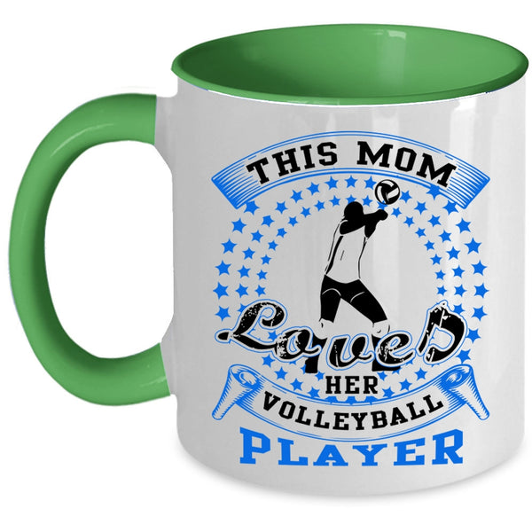 Cool Sport Coffee Mug, This Mom Loves Her Volleyball Player Accent Mug