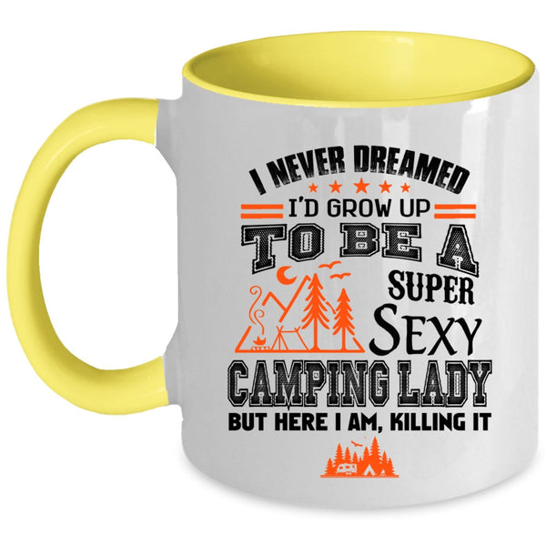 Cute Camping Lady Coffee Mug, I'd Grow Up To Be A Camping Lady Accent Mug