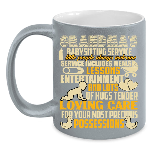 Grandma's Babysitting Service Coffee Mug, Grandma's Loveing Care Coffee Cup