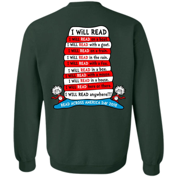 The Cat in the Hat T Shirt, I Will Read Anywhere T Shirt, Read Across America Day 2018 Sweatshirt