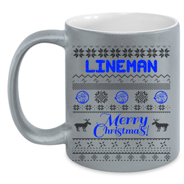 Merry Christmas Gift For Lineman Coffee Mug, Lineman Accent Mug