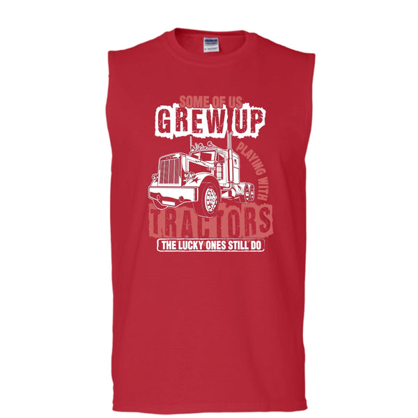 Playing With Tractor T Shirt, Coolest Farmer T Shirt, Cool T Shirt (Men's Cotton Sleeveless)
