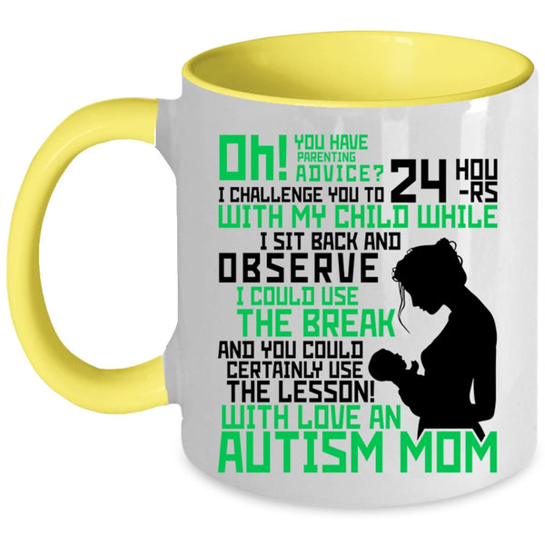 Cute Mom Coffee Mug, Love An Autism Mom Accent Mug