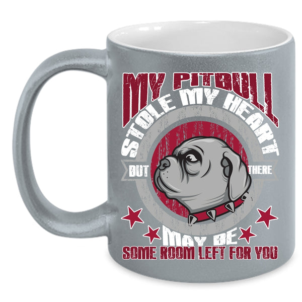 My Pitbull Stole My Heart Coffee Mug, I Love My Pitbull Coffee Cup