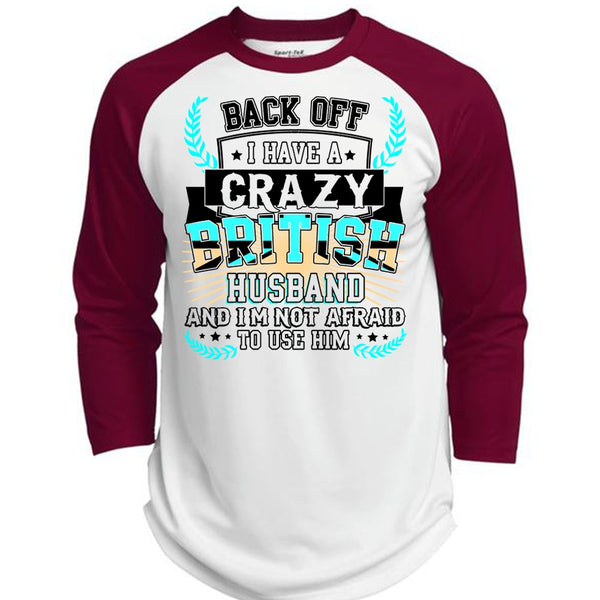 I Have A Crazy British Husband T Shirt, I Love Husband T Shirt, Awesome T-Shirts  (Polyester Game Baseball Jersey)