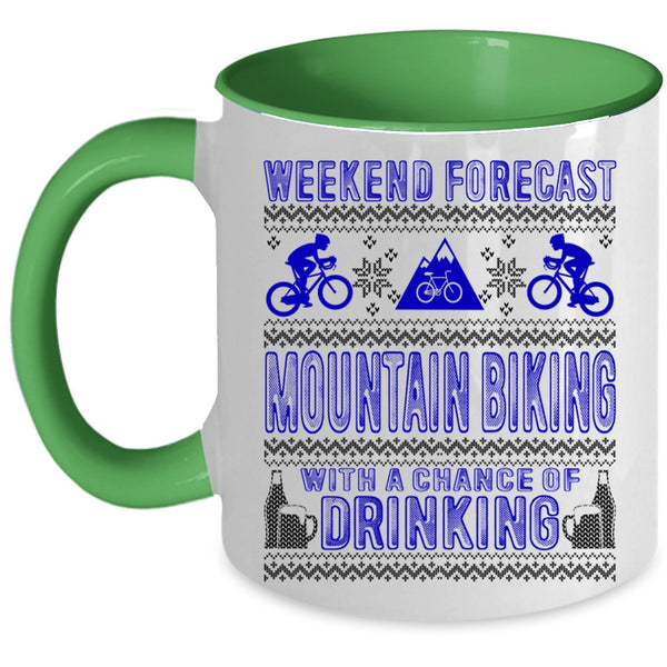 Outdoor Coffee Mug, Weekend Forecast Mountain Biking Accent Mug