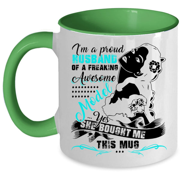 Cool Model's Husband Coffee Mug, I'm A Proud Husband Of A Model Accent Mug