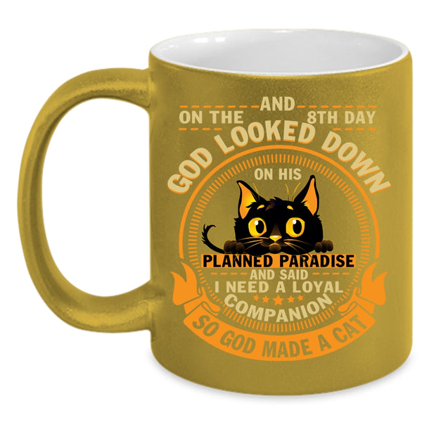 8th Day God Made A Cat Coffee Mug, Gift For Cat Lovers Coffee Cup