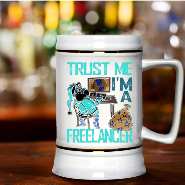 Cool Christmas Beer Stein 22oz, I'm A Freelancer Beer Mug