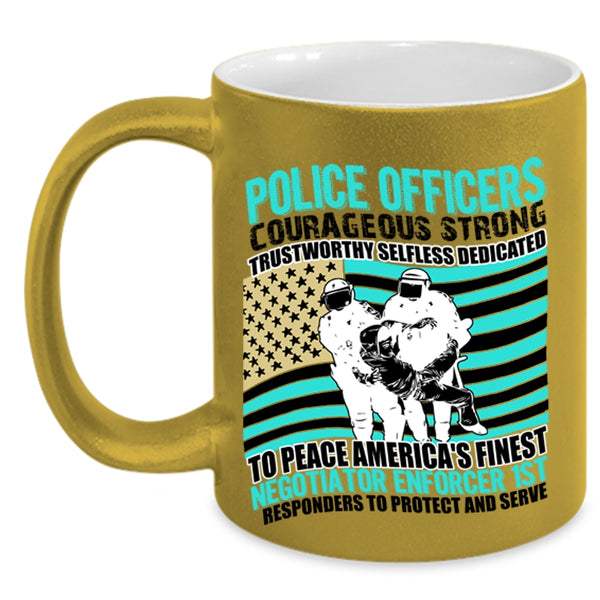 Cute Police Officer Coffee Mug, Police Officers Courageous Strong Accent Mug