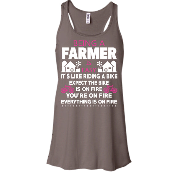 Being A Farmer Is Easy T Shirt, It's Like Riding A Bike T Shirt, Cool T Shirt