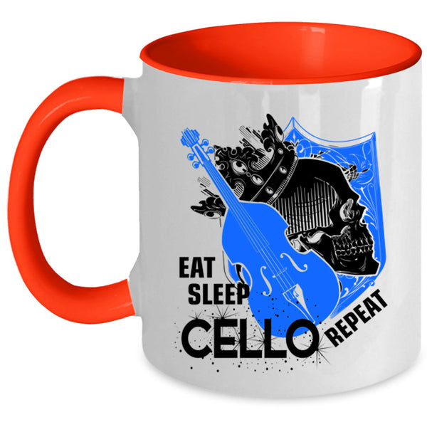 Cool Cello Player Coffee Mug, Eat Sleep Cello Repeat Accent Mug