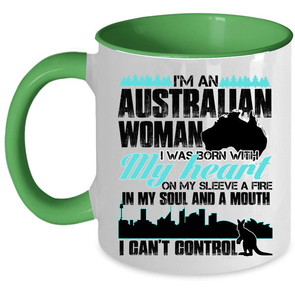 I Was Born With My Heart Coffee Mug, I'm An Australian Woman Accent Mug
