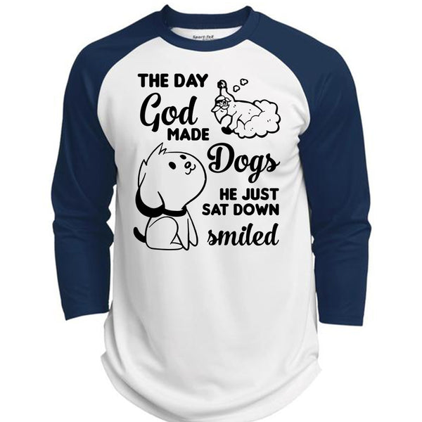 The Day God Made Dogs He Just Sat Down Smiled T Shirt, Favorite T Shirt, I Love Dog T Shirt  (Polyester Game Baseball Jersey)