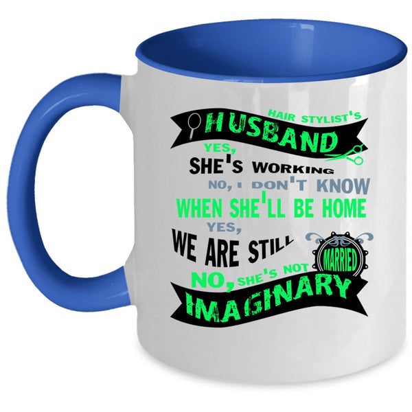 Cool Just Married Coffee Mug, Hair Stylist's Husband Accent Mug