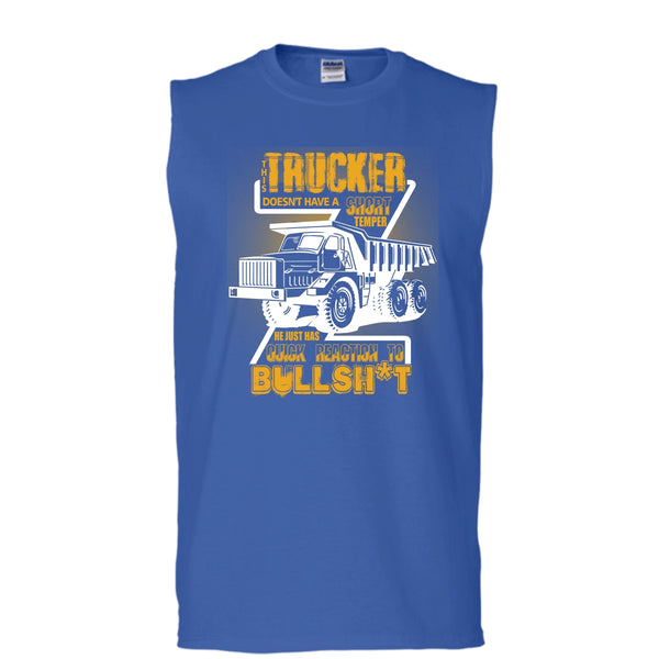 This Trucker T Shirt, Doesn't Have A Short Temper Tank Top (Men's Cotton Sleeveless)