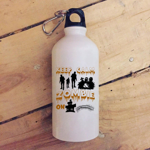 Keep Calm And Zombie On 20 oz Stainless Steel Bottle,Scary Halloween Outdoor Sports Water Bottle