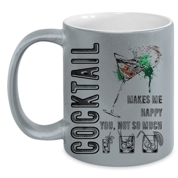 I Love Cocktail Coffee Mug, Cocktail Makes Me Happy Accent Mug